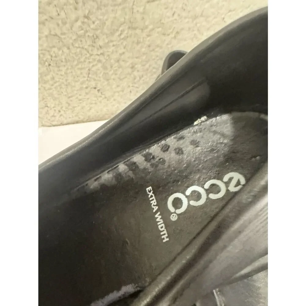 Ecco Men's Black Leather Slip-On Loafers extra wide size 47